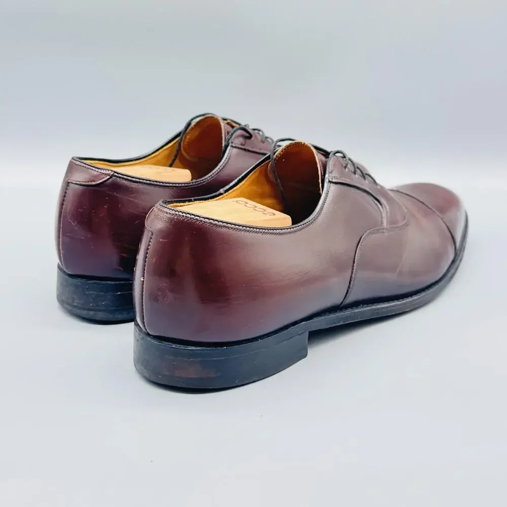 Johnston & Murphy Shoes Mens 11 Brown Leather Cap Toe Oxford Lace Up Dress